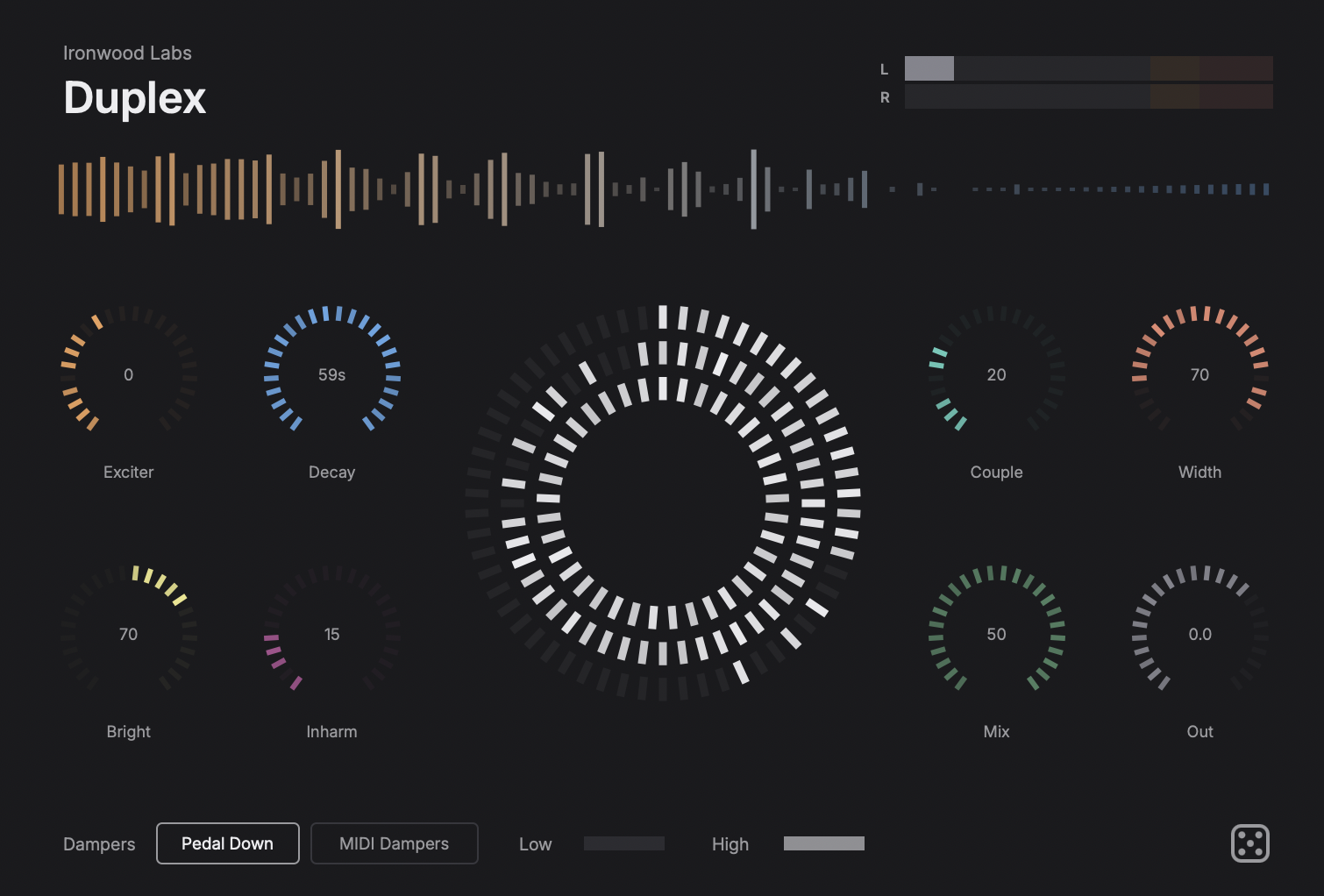 Duplex, a sympathetic string resonator plugin by Ironwood Labs