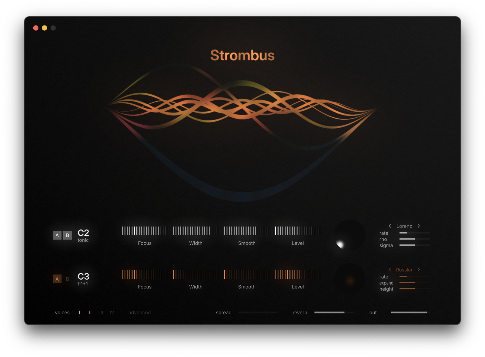 Strombus, a dual harmonic oscillator synthesizer by Ironwood Labs